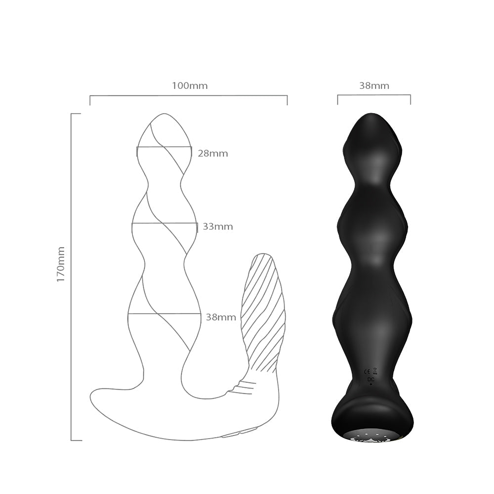 black progressive double ended electric male prostate stimulator size chart