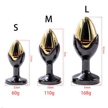 Luxury Gold - Tone Metal Anal Plug Set with Wide Base - Nightloom Sex Toy Shop