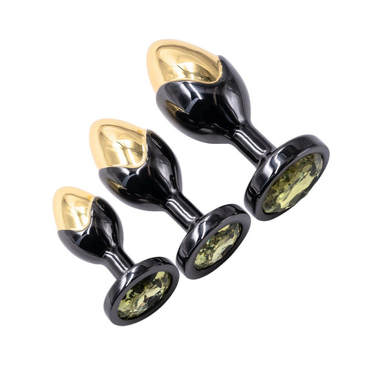 Luxury Gold - Tone Metal Anal Plug Set with Wide Base - Nightloom Sex Toy Shop