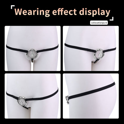 Ergonomic Stainless Steel Chastity Cage Auxiliary Ring Set with Adjustable Elastic Straps, Metal Anti-Off Ring & Allen Key Hardware