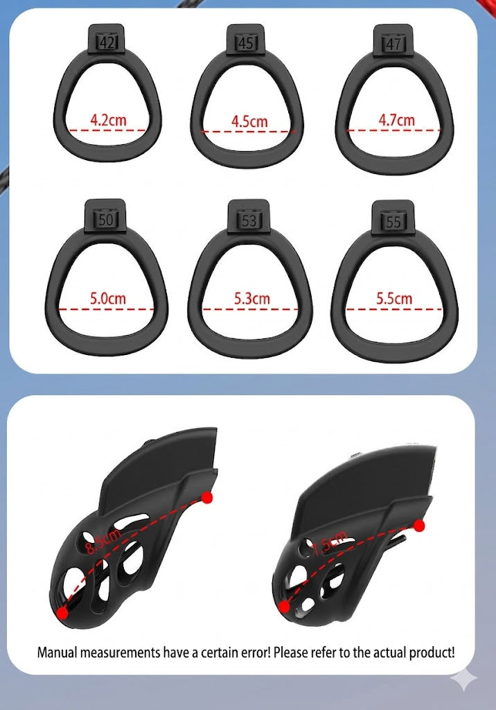 Ergonomic Electric Remote Control Chastity Cage Set with 6 Sizes Base Rings