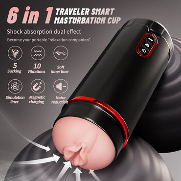 The 6-in-1 simulated vagina automatic male masturbator has 6 functions