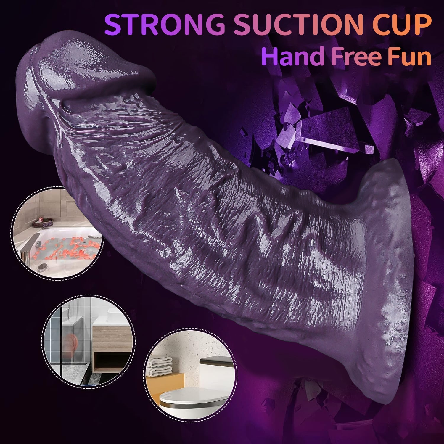 6-inch purple extra-thick silicone realistic electric vibrating dildo with strong suction cup design