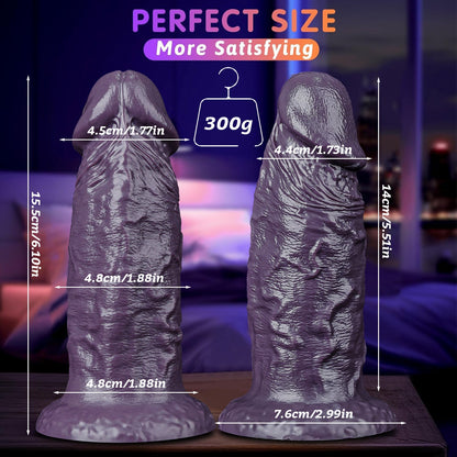 6-inch purple extra-thick silicone realistic electric vibrating dildo size chart