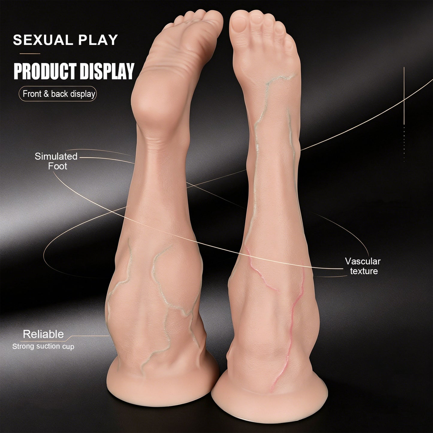 Massive Realistic Leg & Feet Dildo, Huge Thick Veined Phallus with Suction Cup, Lifelike Muscle Texture Adult Toy for Advanced Users, Up to 17.7 Inches