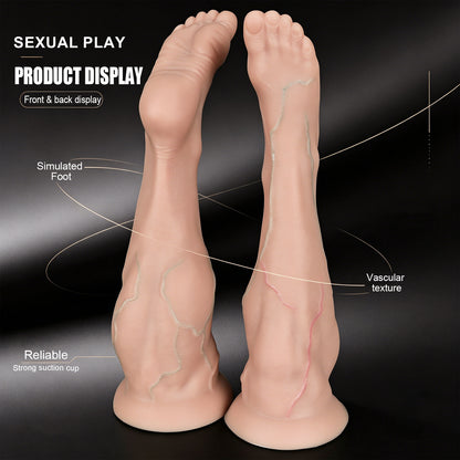 Massive Realistic Leg & Feet Dildo, Huge Thick Veined Phallus with Suction Cup, Lifelike Muscle Texture Adult Toy for Advanced Users, Up to 17.7 Inches