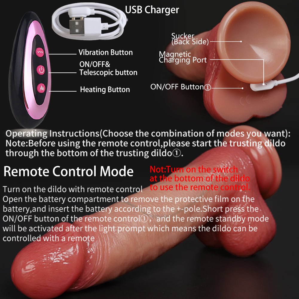 8-inch flesh silicone heated realistic electric vibrating dildo instruction manual