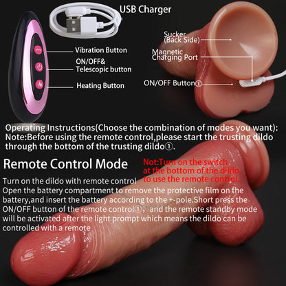 8-inch flesh silicone heated realistic electric vibrating dildo instruction manual