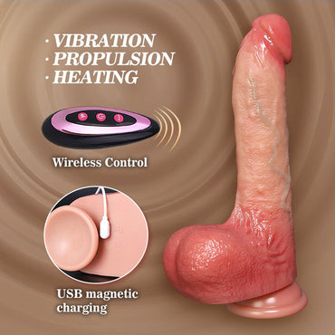 8-inch flesh silicone realistic remote control vibrating dildo can be controlled by remote