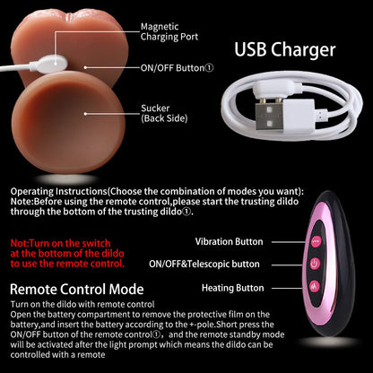 8-inch flesh silicone realistic remote control vibrating dildo user manual
