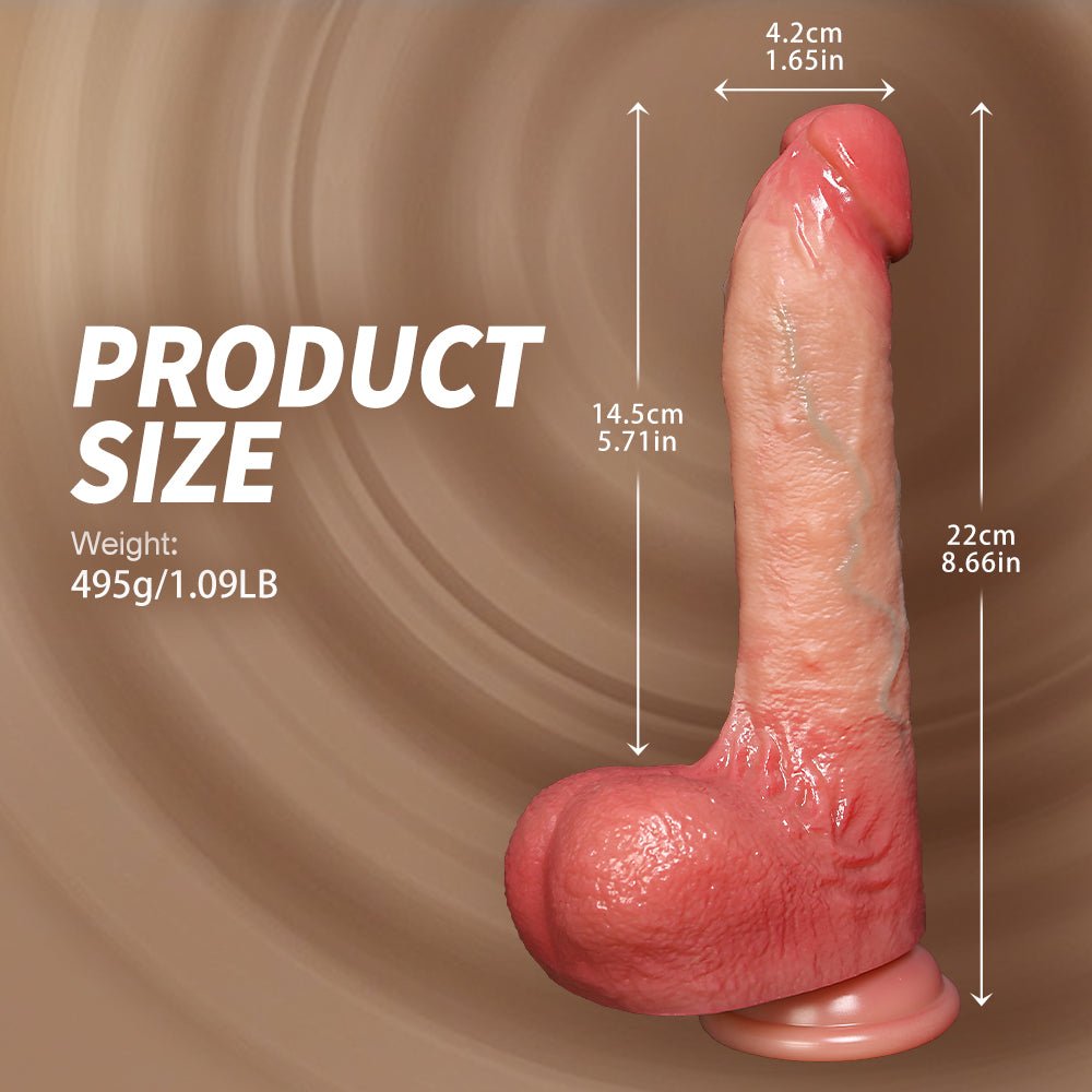 8-inch flesh silicone realistic remote control vibrating dildo size chart