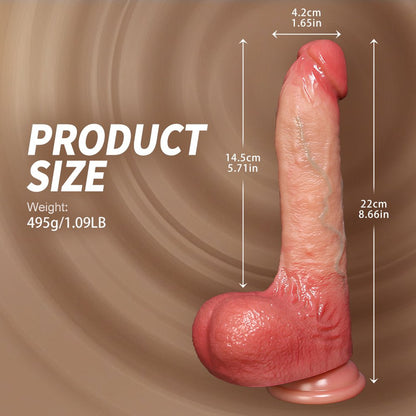 8-inch flesh silicone realistic remote control vibrating dildo size chart