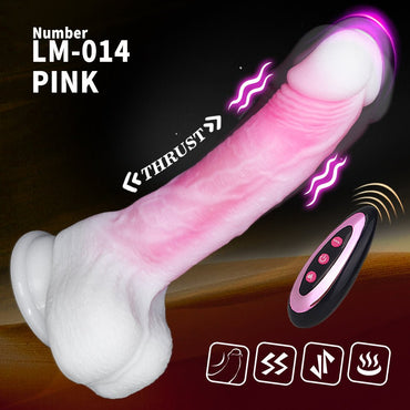 Appearance showcase of the 8-inch pink silicone jelly vibrating dildo