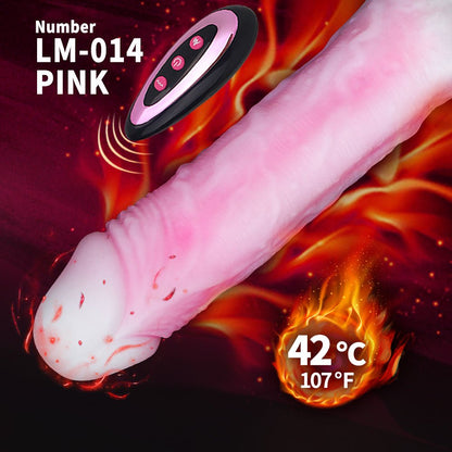 8-inch pink silicone jelly vibrating dildo, heats up to 42 degrees celsius