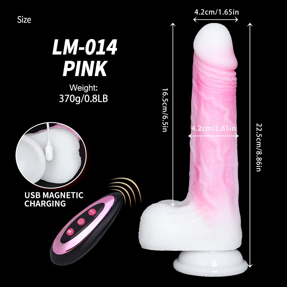 8-inch pink silicone jelly vibrating dildo size chart