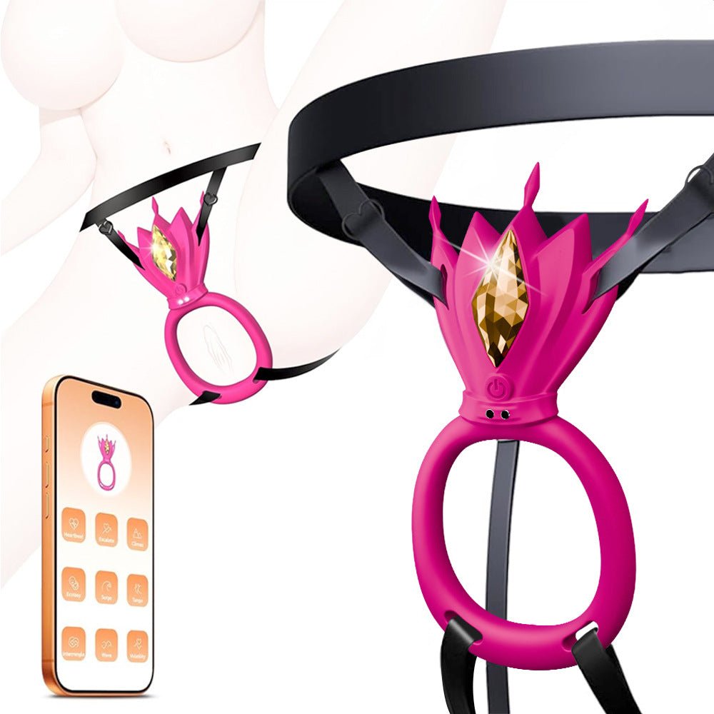 App - Controlled Gemstone Couples Ring Harness Vibrator - Nightloom Sex Toy Shop