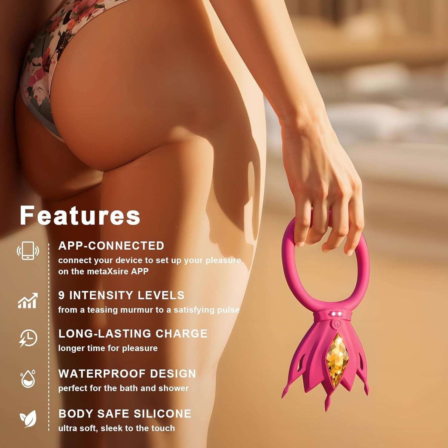 App - Controlled Gemstone Couples Ring Harness Vibrator - Nightloom Sex Toy Shop