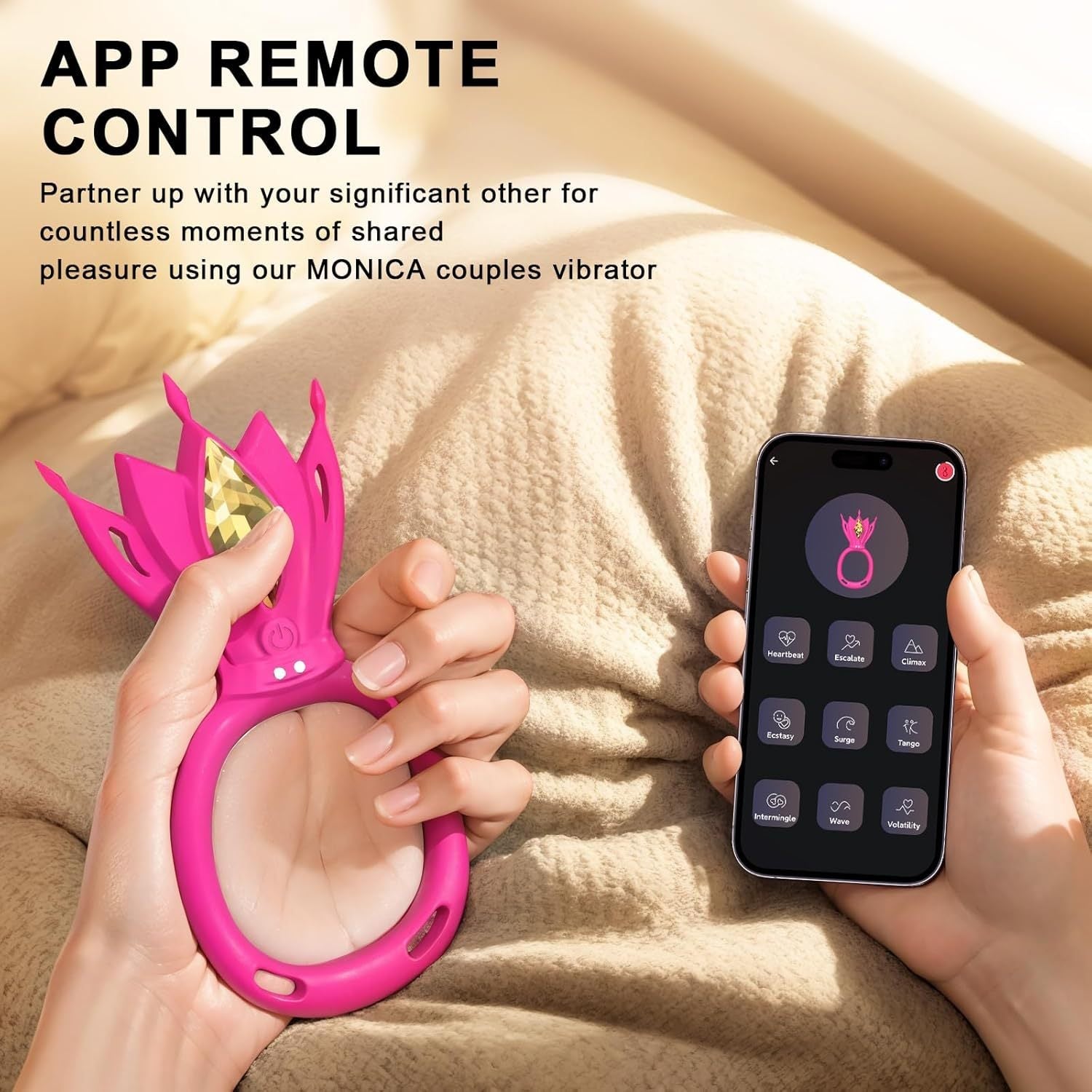 App - Controlled Gemstone Couples Ring Harness Vibrator - Nightloom Sex Toy Shop