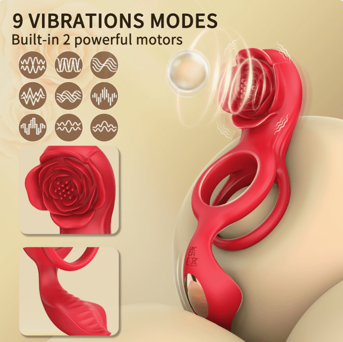 App - Controlled Rose Couples Ring Vibrator with Wearable Ergonomic Design & Smart Modes - Nightloom Sex Toy Shop