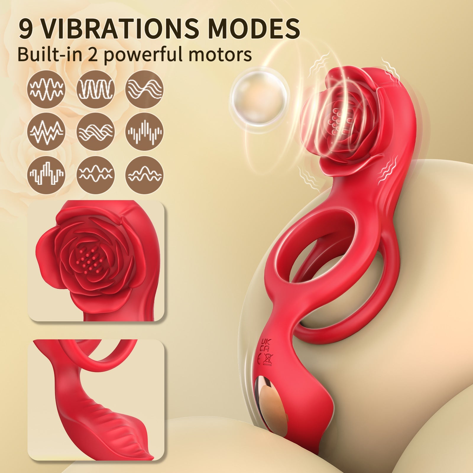 App - Controlled Rose Couples Ring Vibrator with Wearable Ergonomic Design & Smart Modes - Nightloom Sex Toy Shop