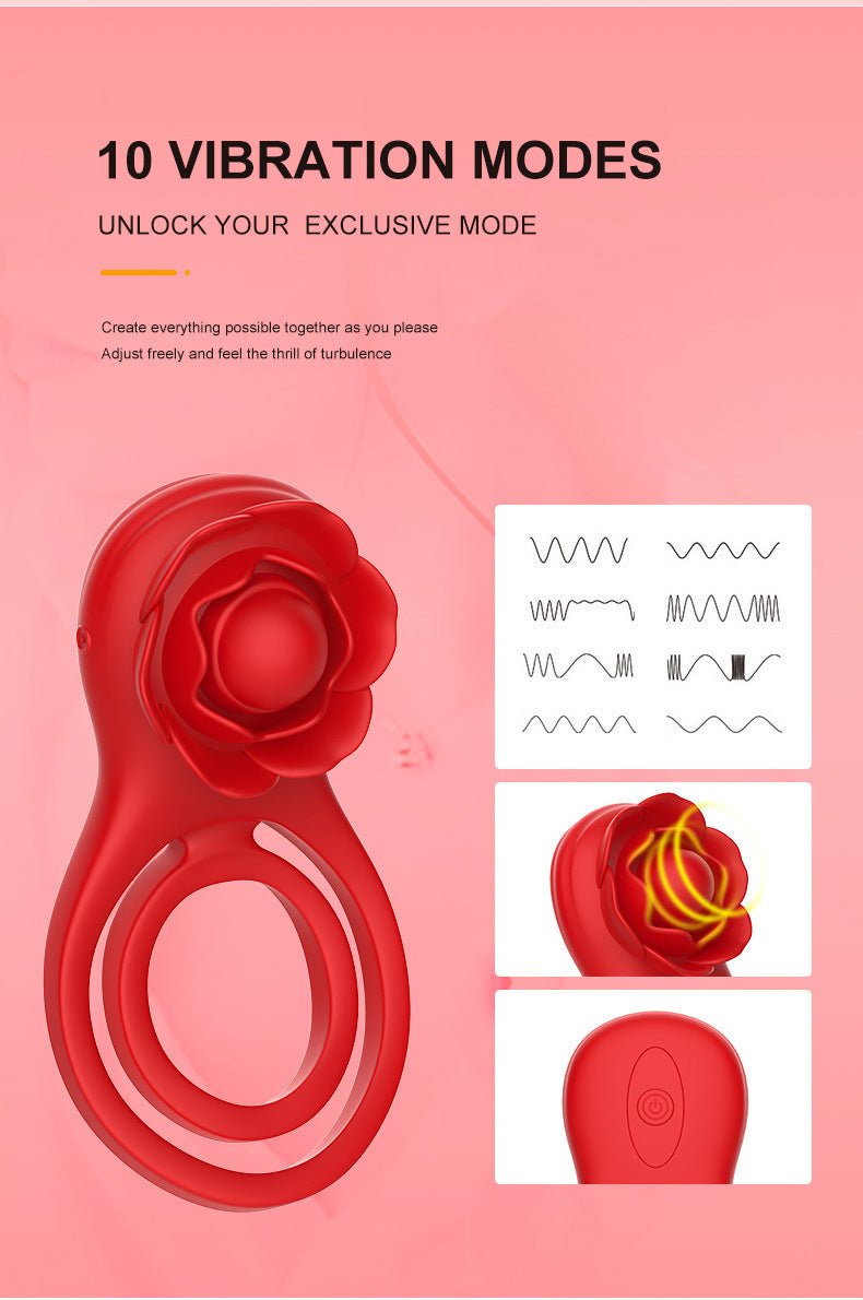 App - Controlled Rose Silicone Couples Ring Vibrator with Wireless Smart Modes - Nightloom Sex Toy Shop