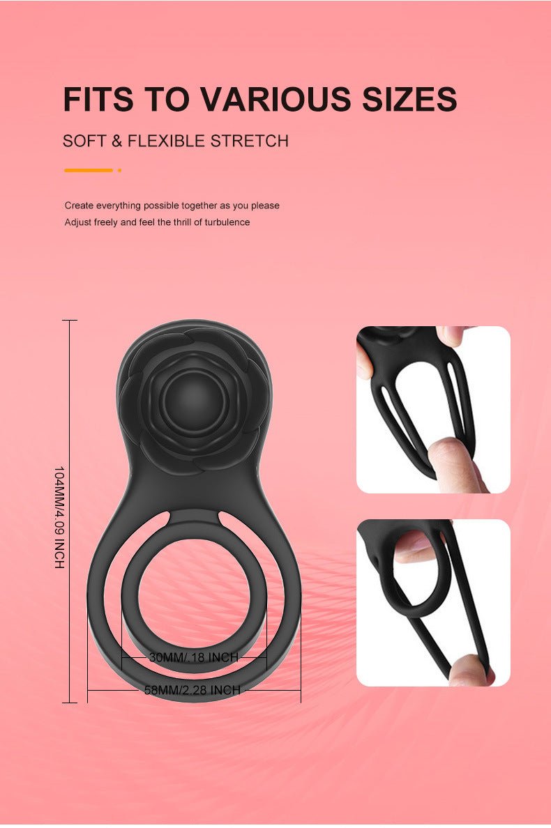 App - Controlled Rose Silicone Couples Ring Vibrator with Wireless Smart Modes - Nightloom Sex Toy Shop