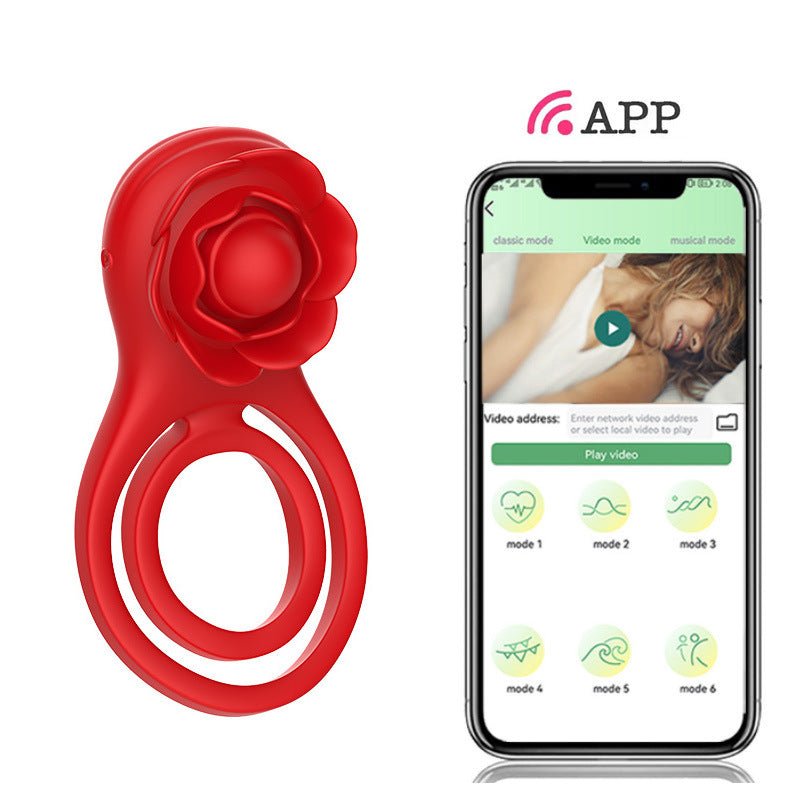 App - Controlled Rose Silicone Couples Ring Vibrator with Wireless Smart Modes - Nightloom Sex Toy Shop
