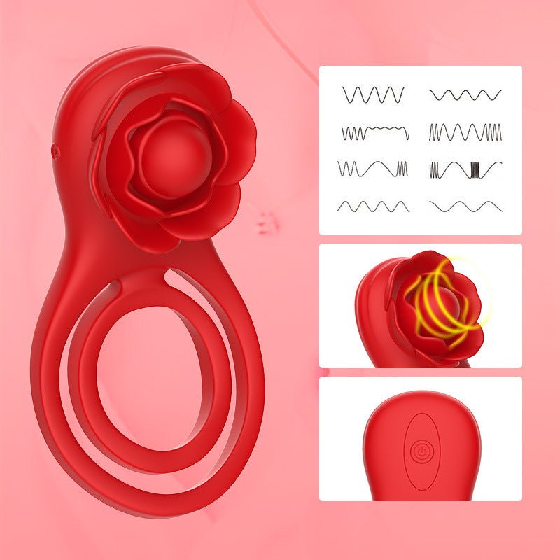 App - Controlled Rose Silicone Couples Ring Vibrator with Wireless Smart Modes - Nightloom Sex Toy Shop