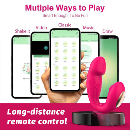 The app controls the red clitoral suction female vibrator and allows for the use of various functions.