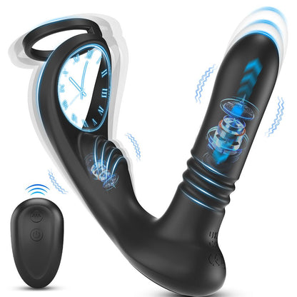 black 3 in 1 electric male prostate stimulator with ring
