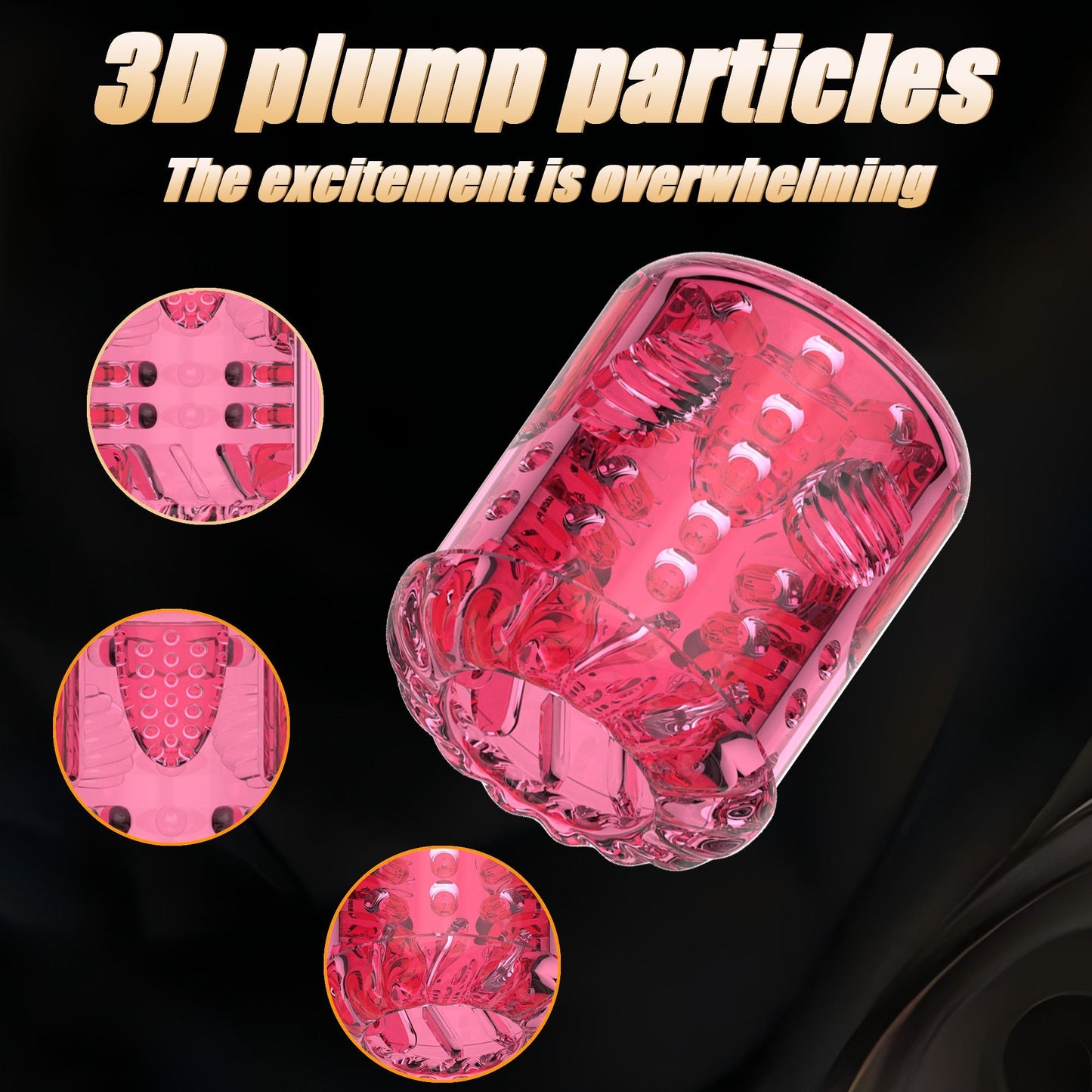 The black 3-in-1 multifunctional handheld electric male masturbator features a richly textured inner sleeve