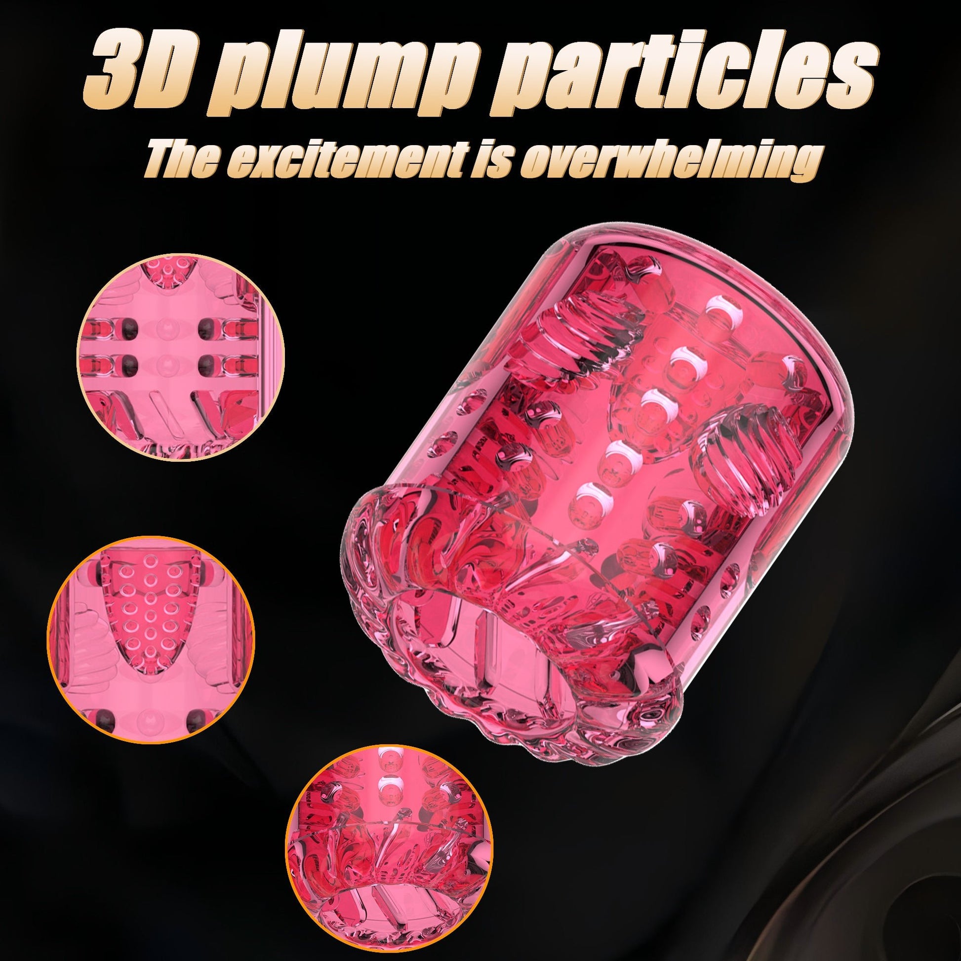 The black 3-in-1 multifunctional handheld electric male masturbator features a richly textured inner sleeve