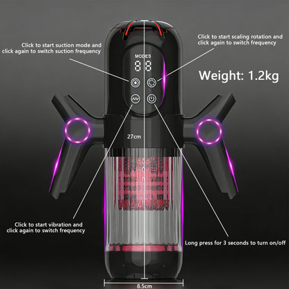 black 3 in 1 multifunctional handheld electric male masturbator size chart