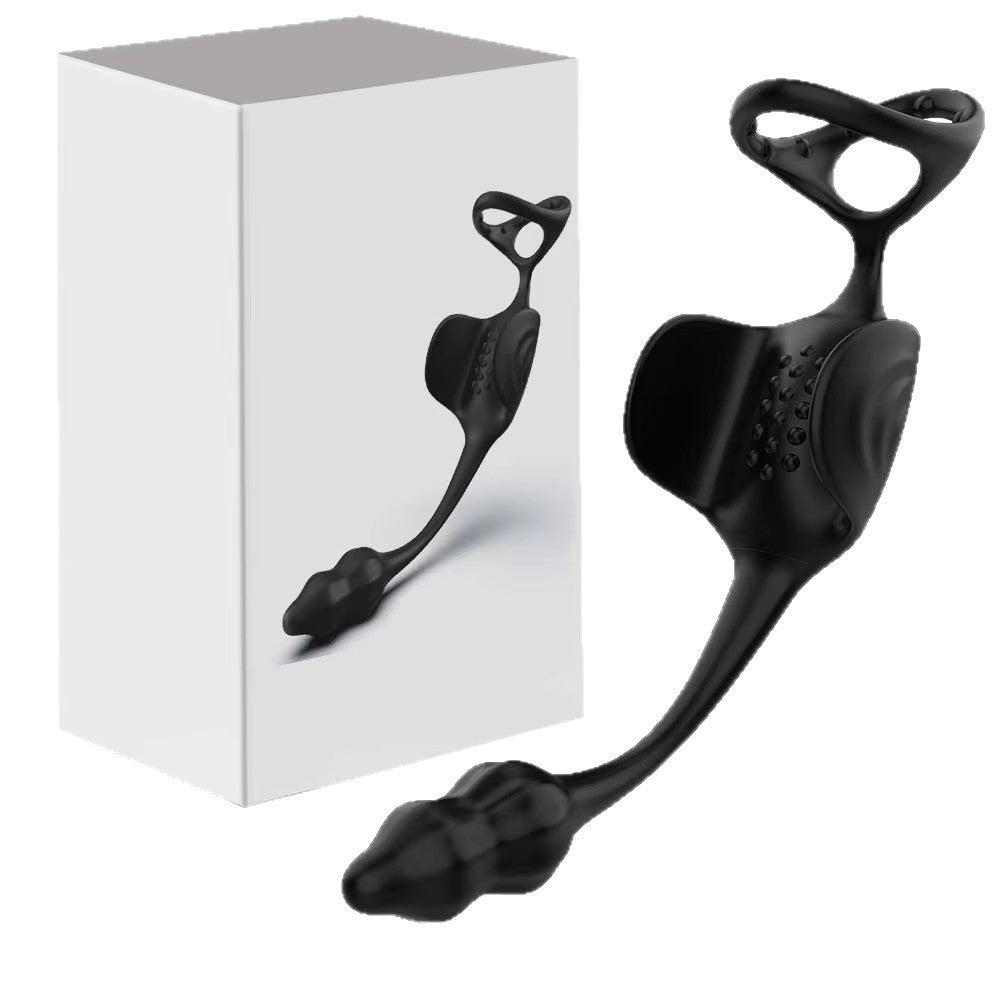 black 3 in 1 wearable electric male prostate stimulator with ring
