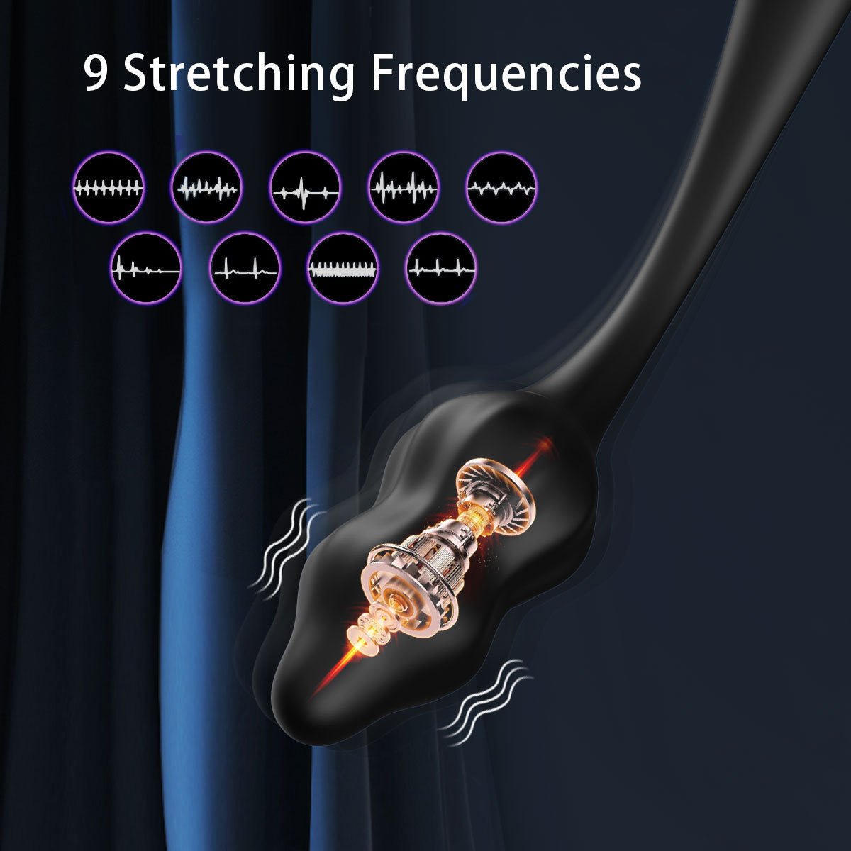Black 3-in-1 wearable electric male prostate stimulator with ring has 9 vibration modes