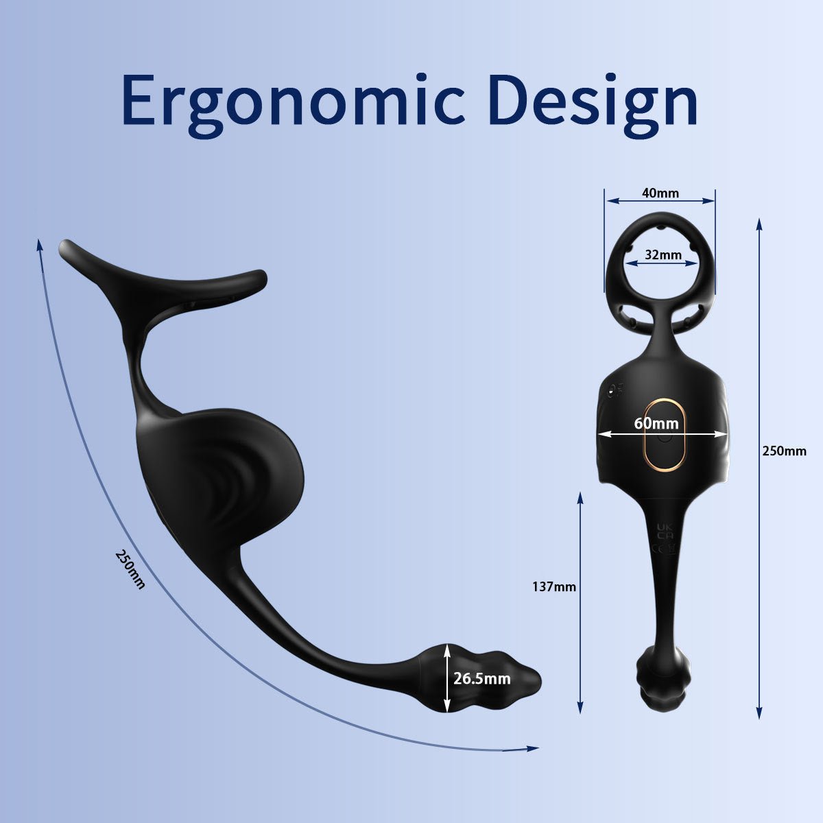 black 3 in 1 wearable electric male prostate stimulator with ring size chart