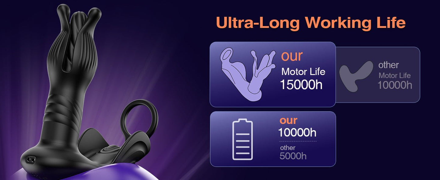 Black 8-in-1 dilation head design male electric prostate stimulator with a lifespan of up to 15,000 hours