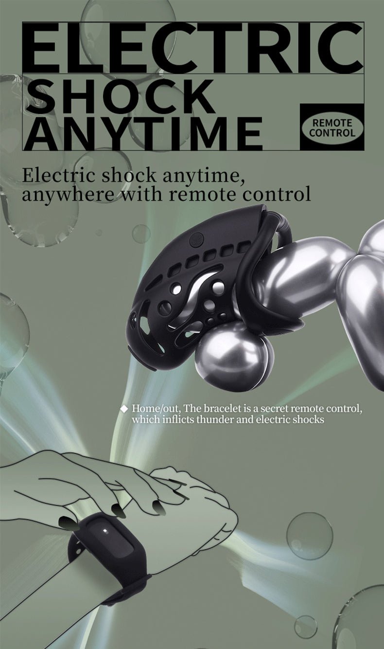 Black app remote control resin male chastity cage controlled by remote control