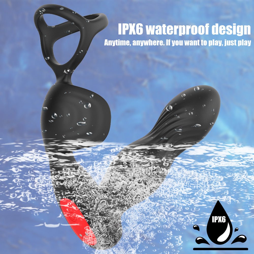 Black bullet-shaped electric male prostate stimulator with ring waterproof design