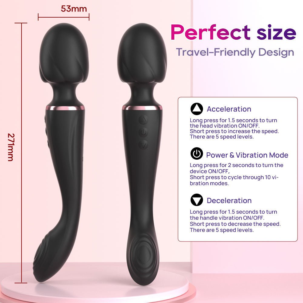 black double headed female vibrator size chart