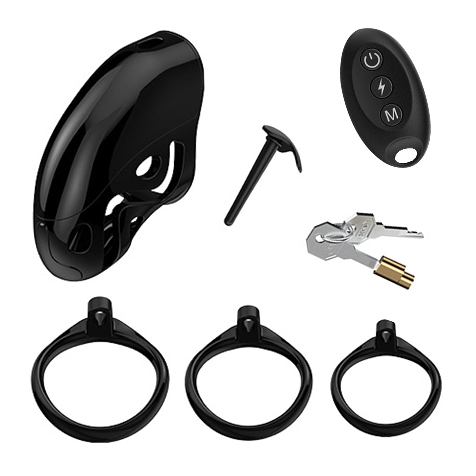 black electric remote control chastity cage