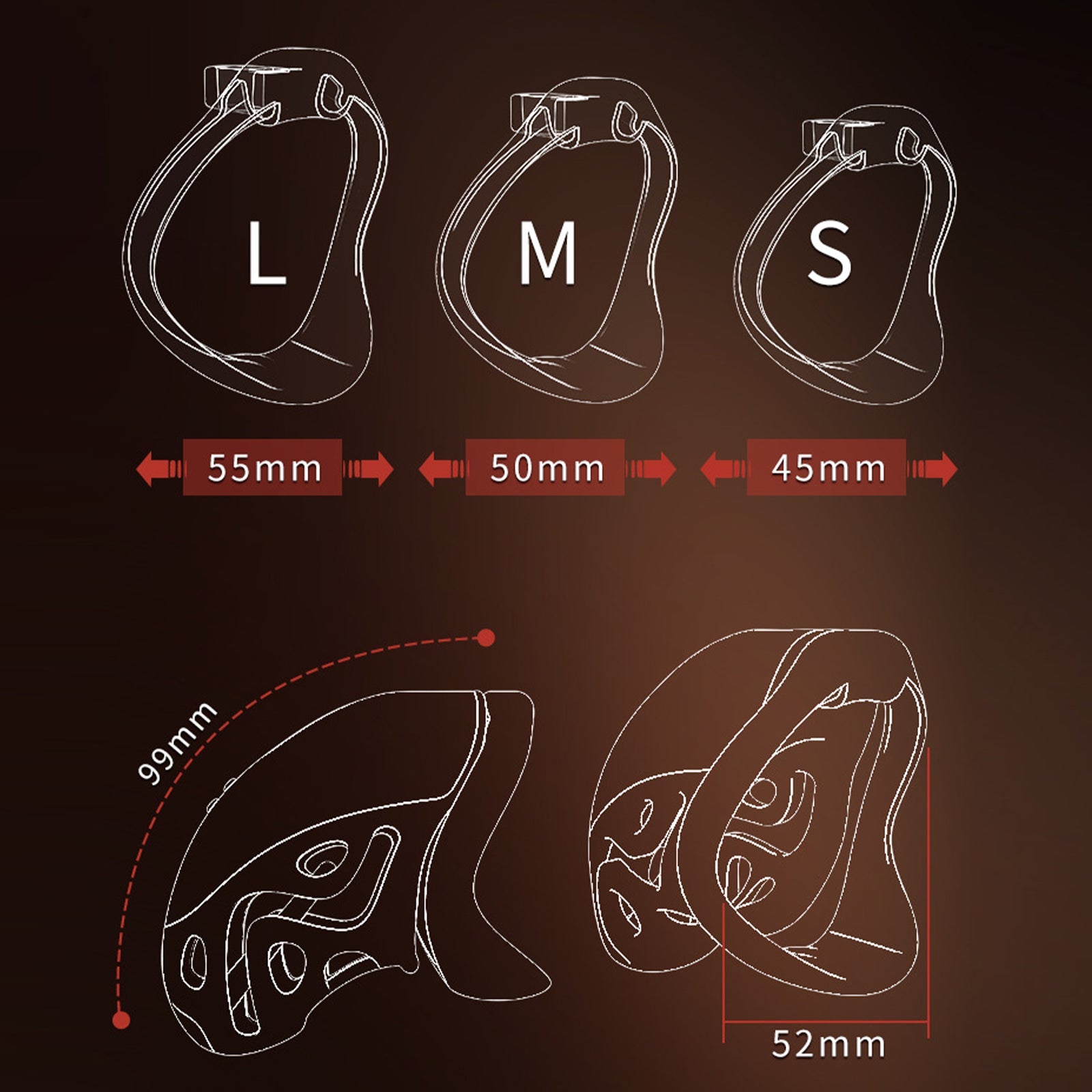 black electric remote control chastity cage size chart
