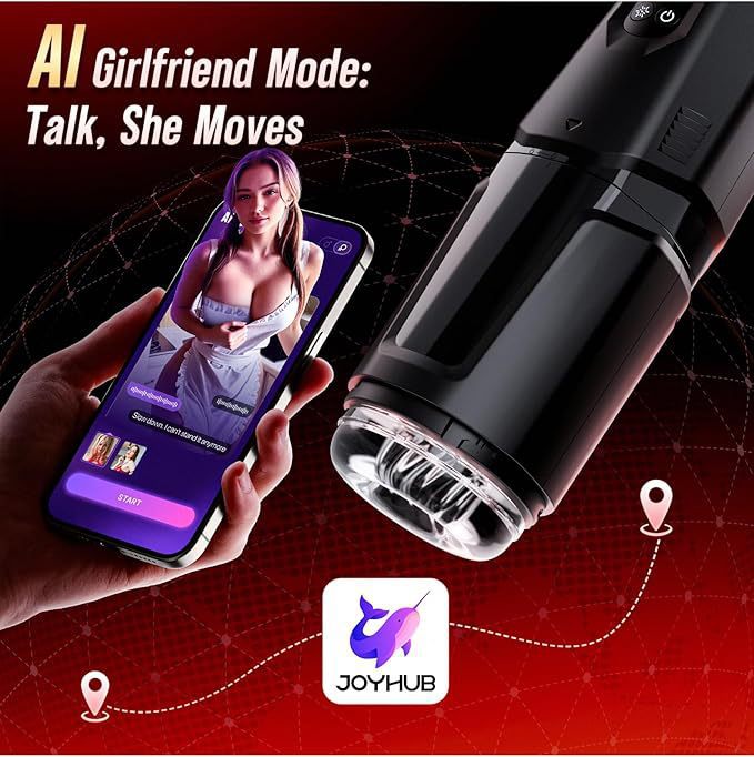 Black handheld 360-degree fully enclosed automatic male masturbator, voice control available