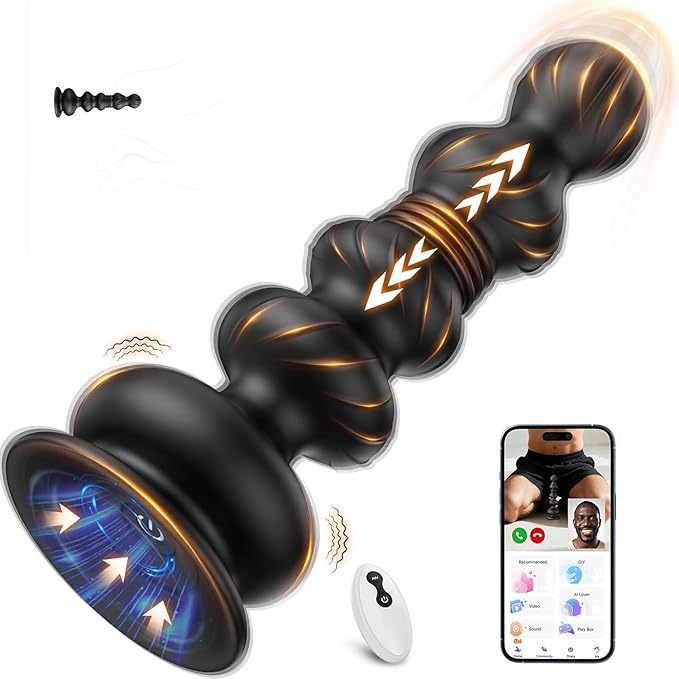 black multi spherical design app electric butt plug