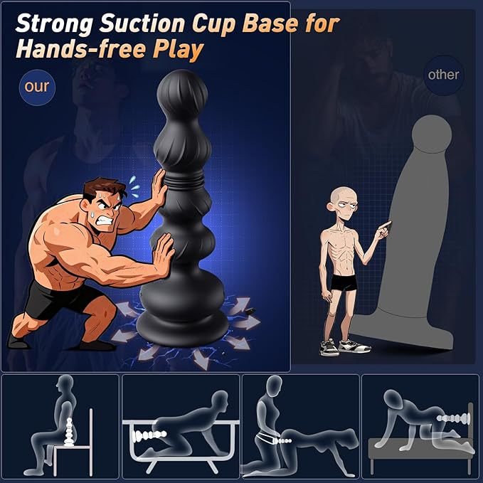 Black multi-spherical design app electric butt plug suitable for use in various positions