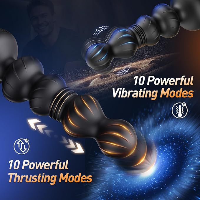 The black multi-spherical design app electric plug plug has 10 vibration and thrust modes