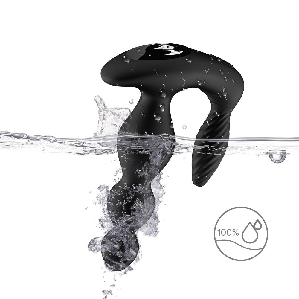 black progressive double ended electric male prostate stimulator 100% waterproof