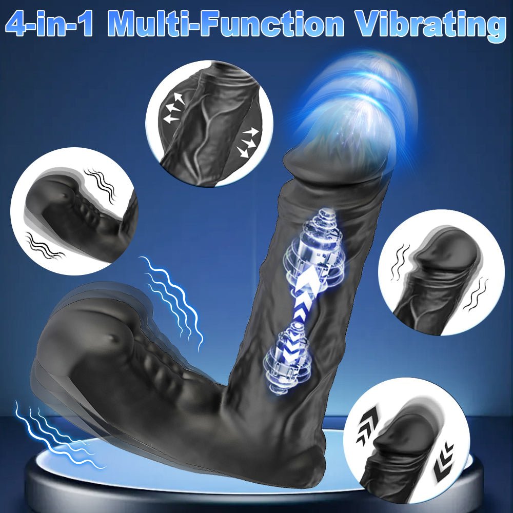 This realistic black penis design electric male prostate stimulator has four functions