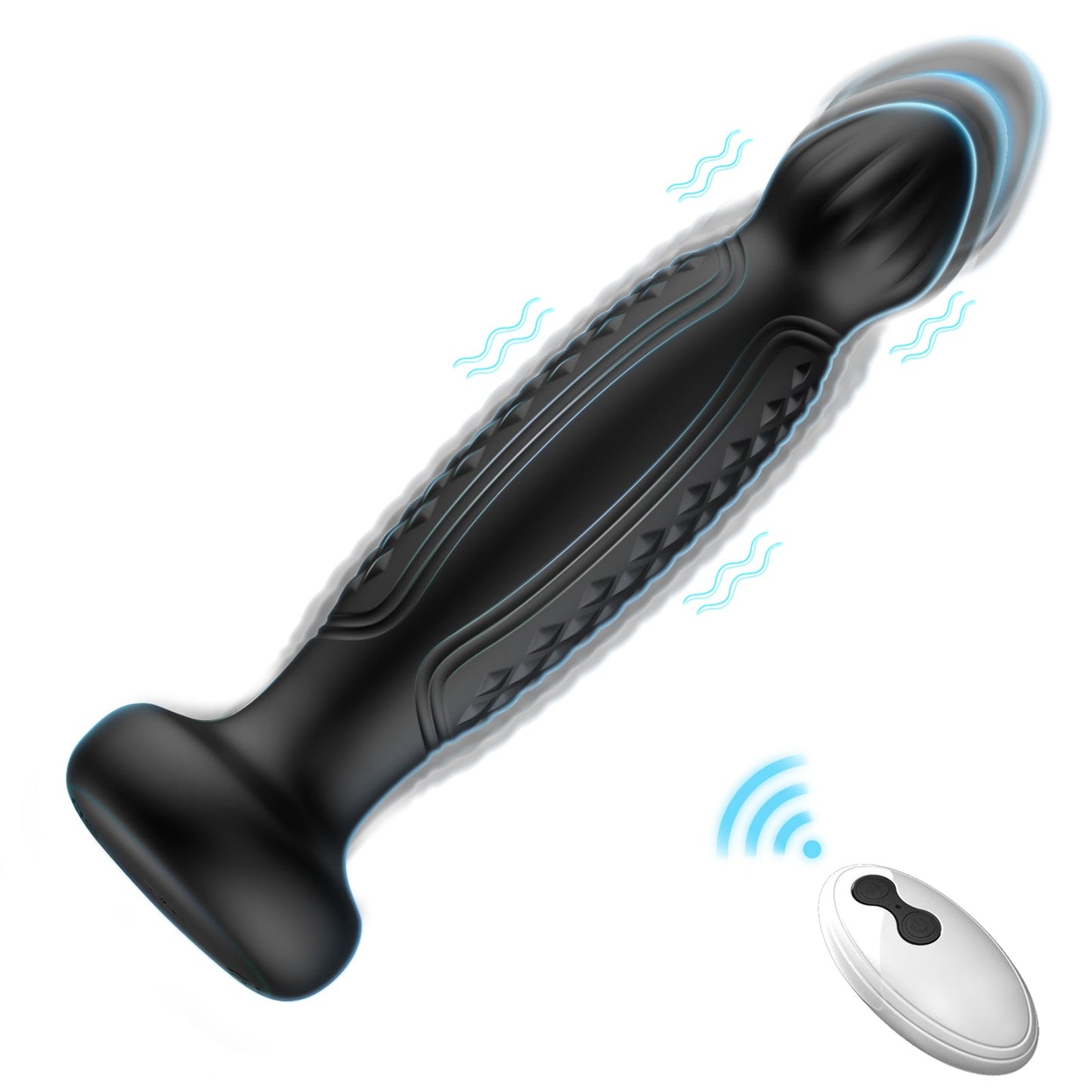 black simulated silicone electric butt plug