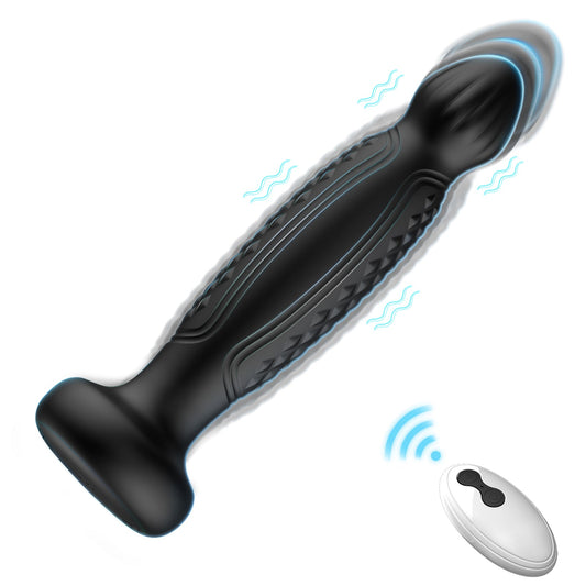 black simulated silicone electric butt plug